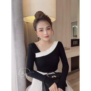 Áo kiểu viền đắp chéo