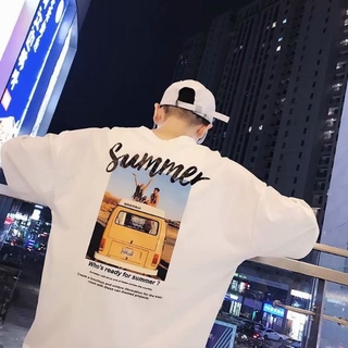 【EI KA 】 M-XXL Summer printed T-shirt Casual Hong kong Japanese style Tops