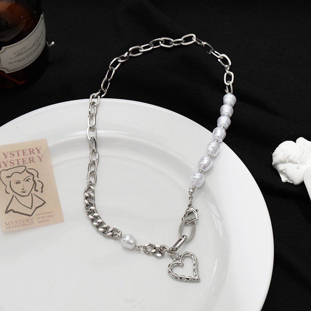 Vòng cổ Vòng Tay Chuỗi Hạt Ngọc Trai Tự Nhiên Mặt Hình Trái Tim Sang Trọng Cho Nữ