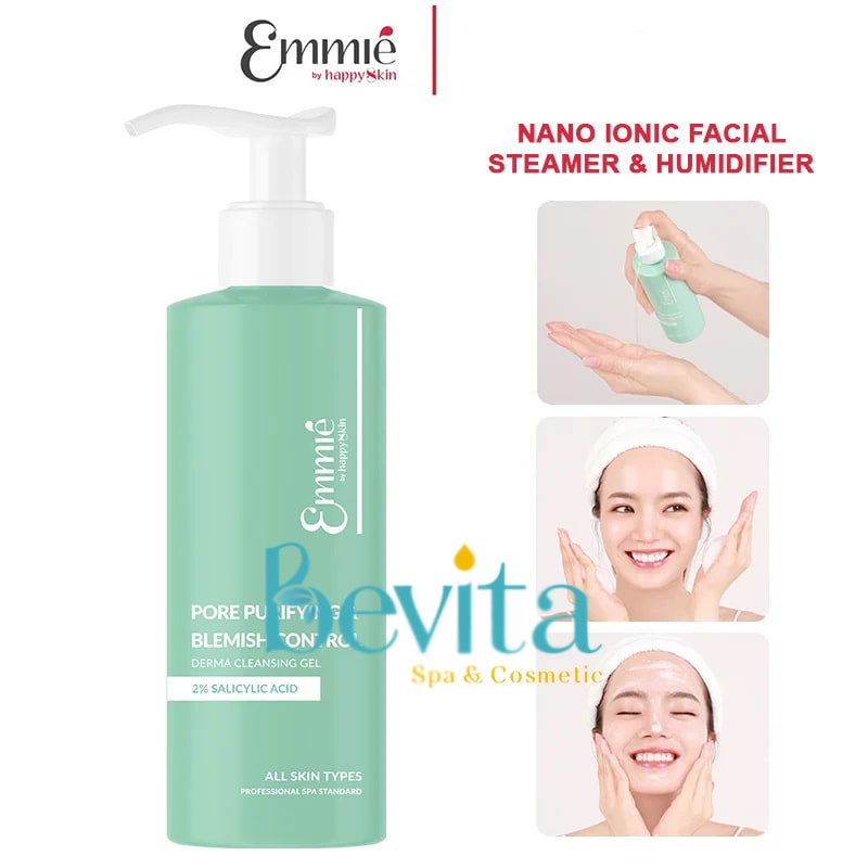 Gel rửa mặt sạch sâu, kiểm soát mụn nhờn  Emmie Pore Purifying Blemish Control Derma Cleansing Gel 180ml - Bevita