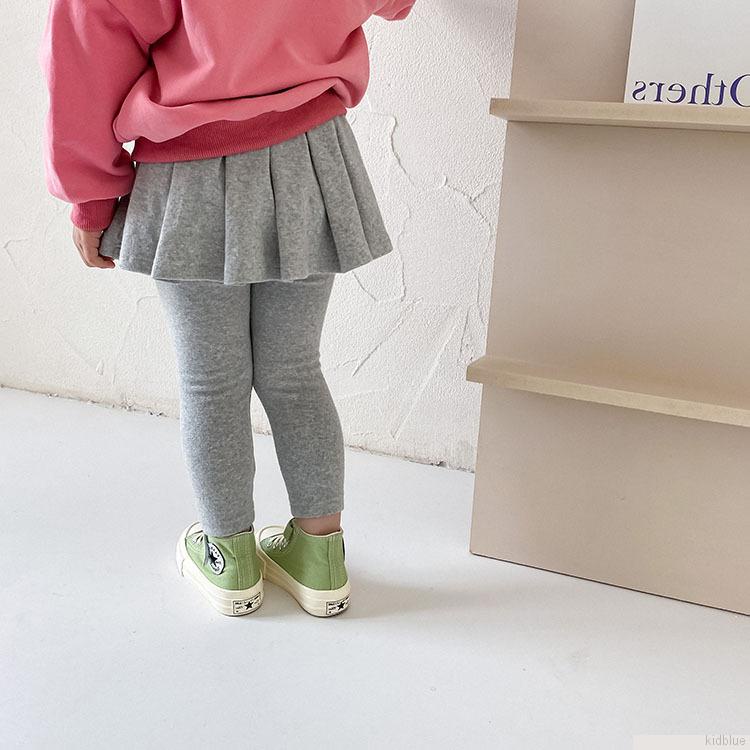 Quần dài phối chân váy xòe chất liệu co giãn dễ thương thời trang tùy chọn màu sắc dành cho bé gái