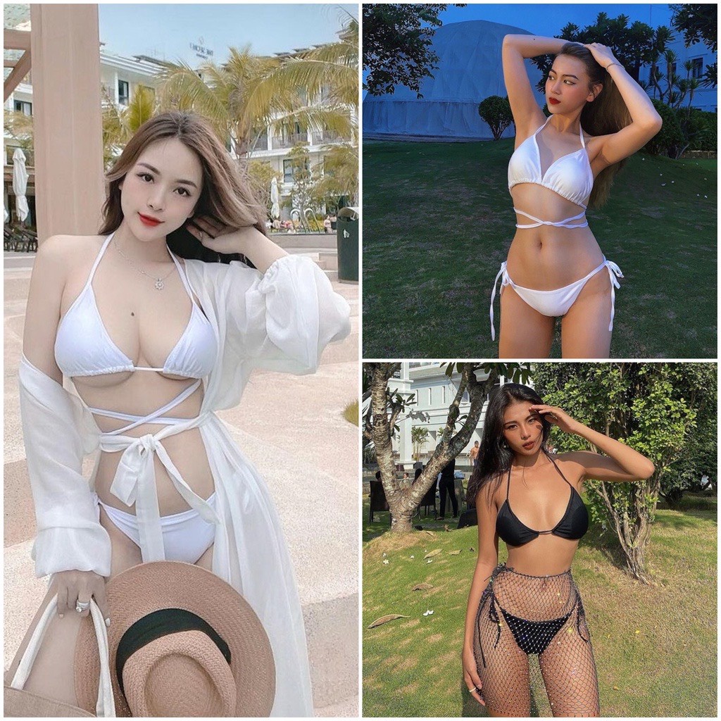 Bikini Đồ bơi tam giác quấn bụng đa danhgj màu sắc bắt mắt