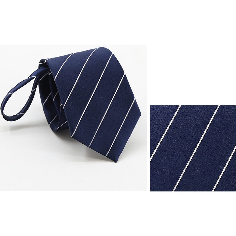Cavat Nam 7cm thắt sẵn thời trang màu xanh kẻ chéo, Calavat công sở, Cà vạt chú rể, Cravat dự tiệc