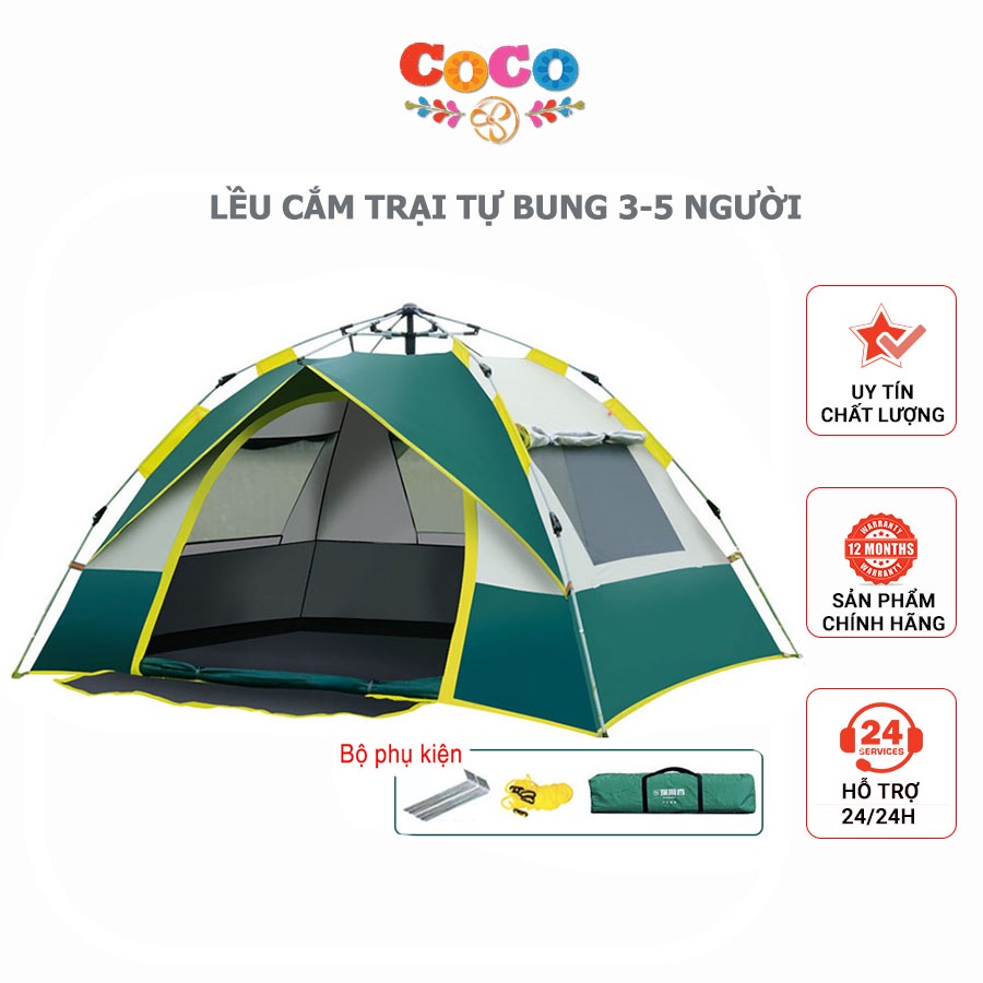 Lều cắm trại tự bung, lều cắm trại du lịch cao cấp thoáng mát, chống nước, chống tia uv hãng chính hãng cho 3-5 người