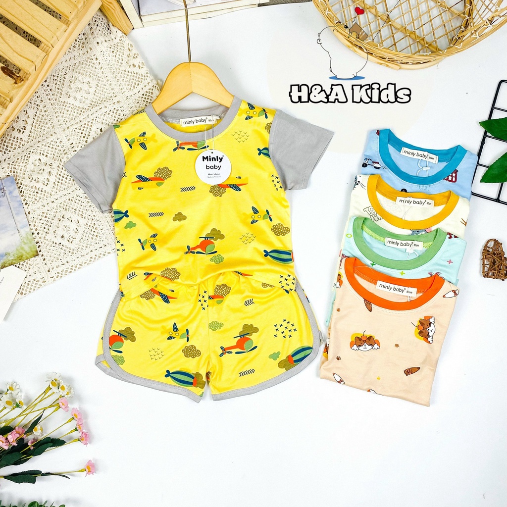 [Bé 20-33kg] Bộ ngắn tay thun lạnh in toàn thân SIZE ĐẠI MINKY MOM cho bé trai bé gái từ 20-33kg