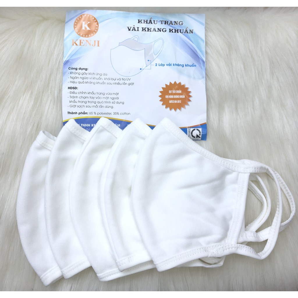 KHẨU TRANG VẢI KHÁNG KHUẨN 2 LỚP TRẮNG KENJI