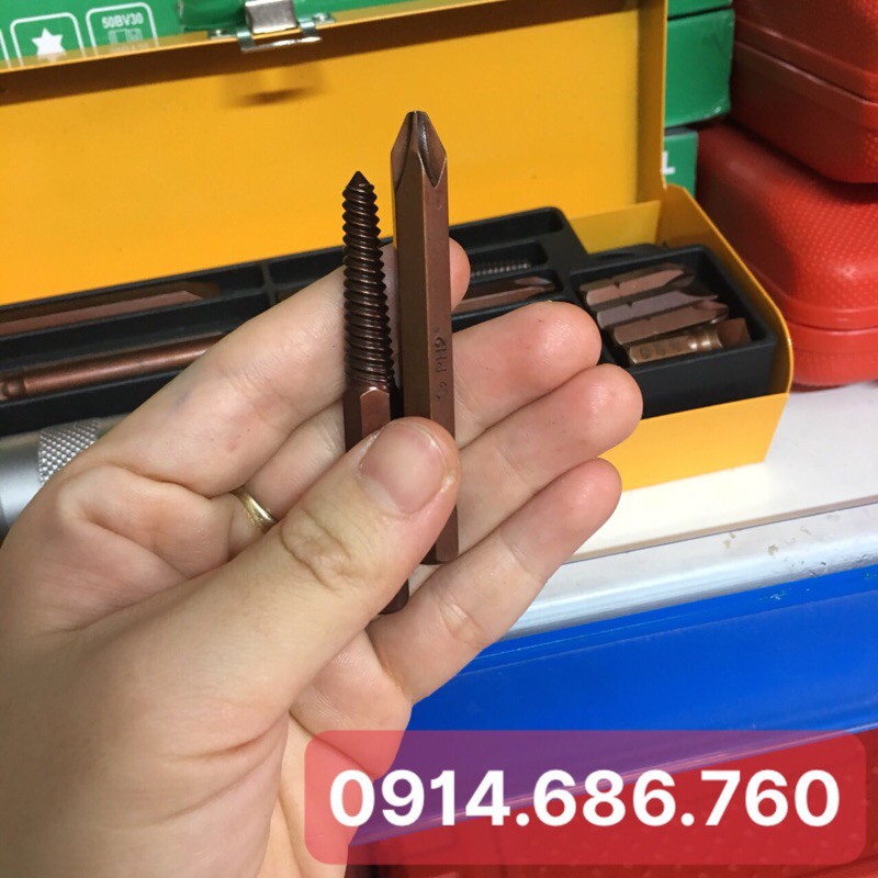Bộ 10 mũi vít đóng bằng ĐỒNG rắn chắc, KHÔNG GÃY gỉ, toét đầu mũi
