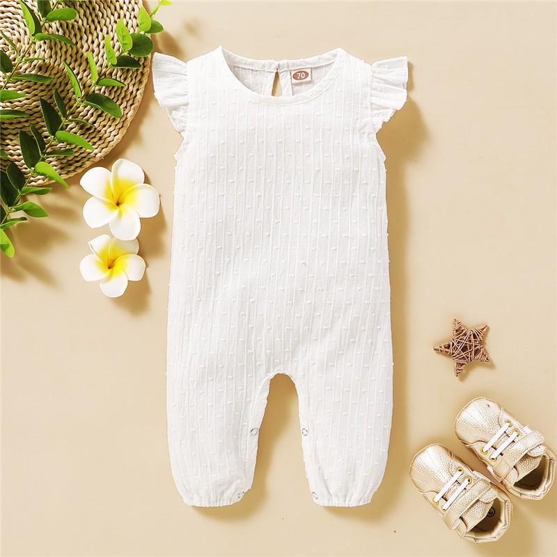 Áo Liền Quần Mikrdoo Tay Ngắn Chất Cotton Màu Trơn Cho Trẻ Sơ Sinh