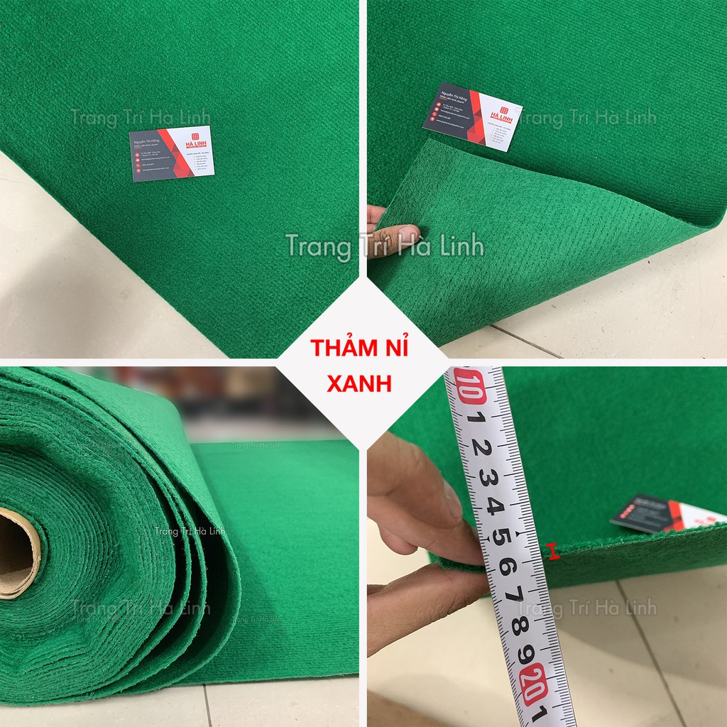 Thảm Nỉ Trải Sàn Nhà Màu Xanh Lá Lót Văn Phòng Sự Kiện NXL01 Giá Rẻ Dày 3MM