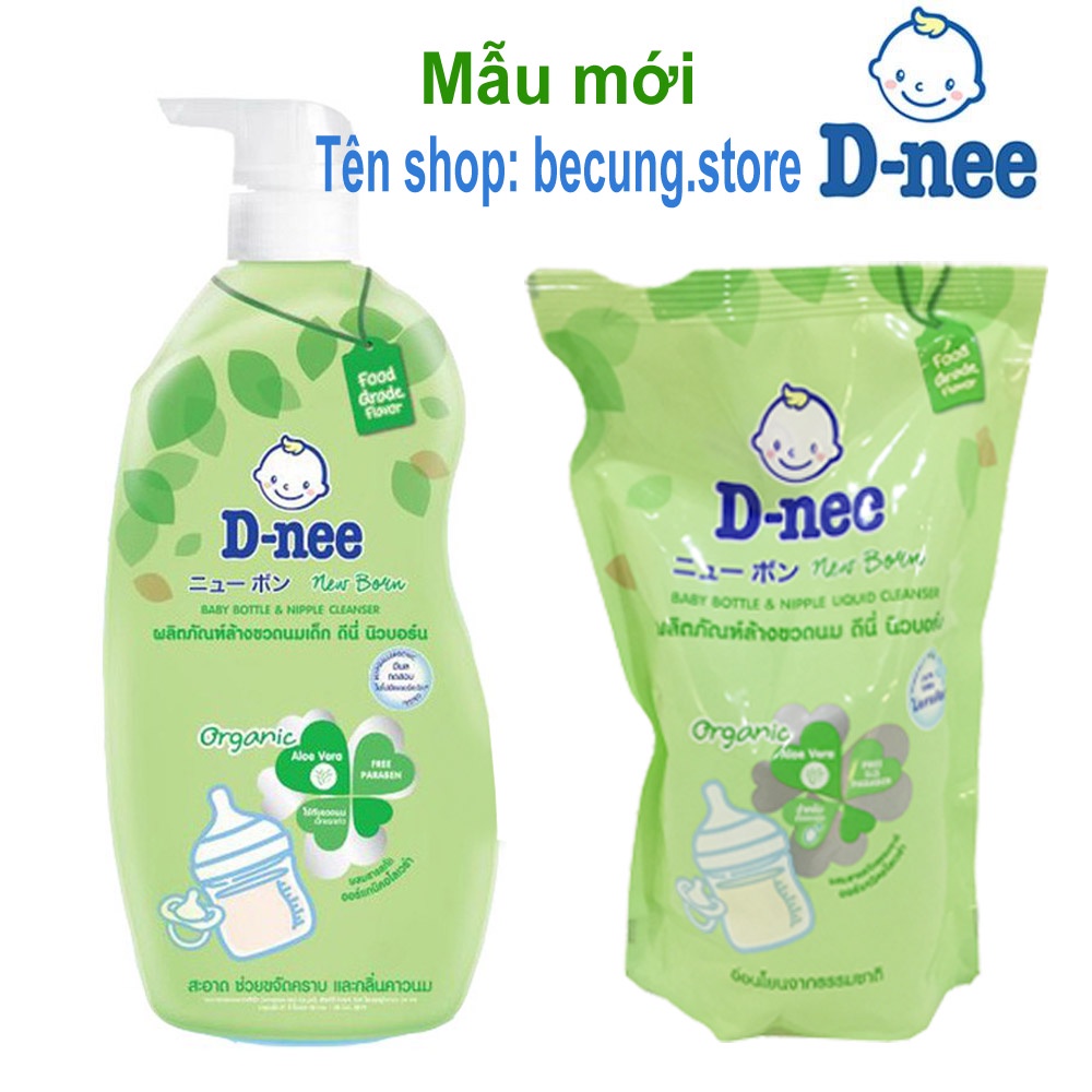 Combo Rửa Bình Sữa Dnee (1 chai 620ml + 1 túi 600ml thay thế) (date mới)