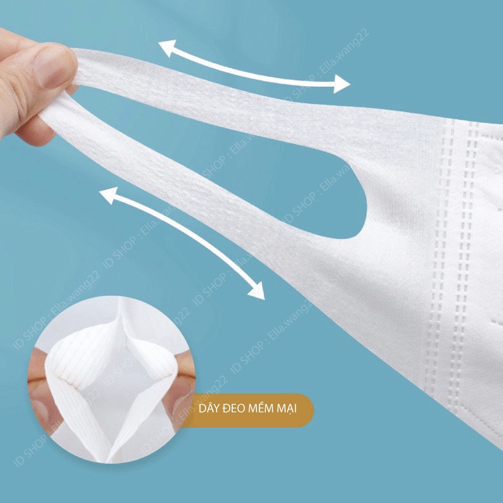 Khẩu trang 3D Màu trắng đen Quai đeo mềm mại Không bị đau tai
