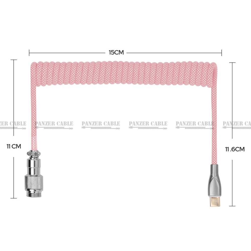 Dây cáp Panzer Cable cho bàn phím cơ Type-C, dây dù Polyethylene cao cấp, trục nối GX12, đầu cắm USB A kim loại CAO CẤP