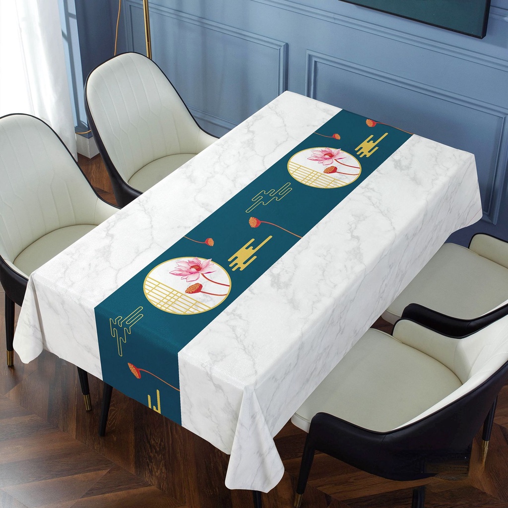 Khuyến Mãi 🔴 Khăn Trải Bàn Cà Phê Hình Hoa Sen May Mắn Bằng PVC Chống Thấm Nước Chống Dầu Chống Bỏng Dùng Một Lần Phong Cách Trung Hoa HUGME