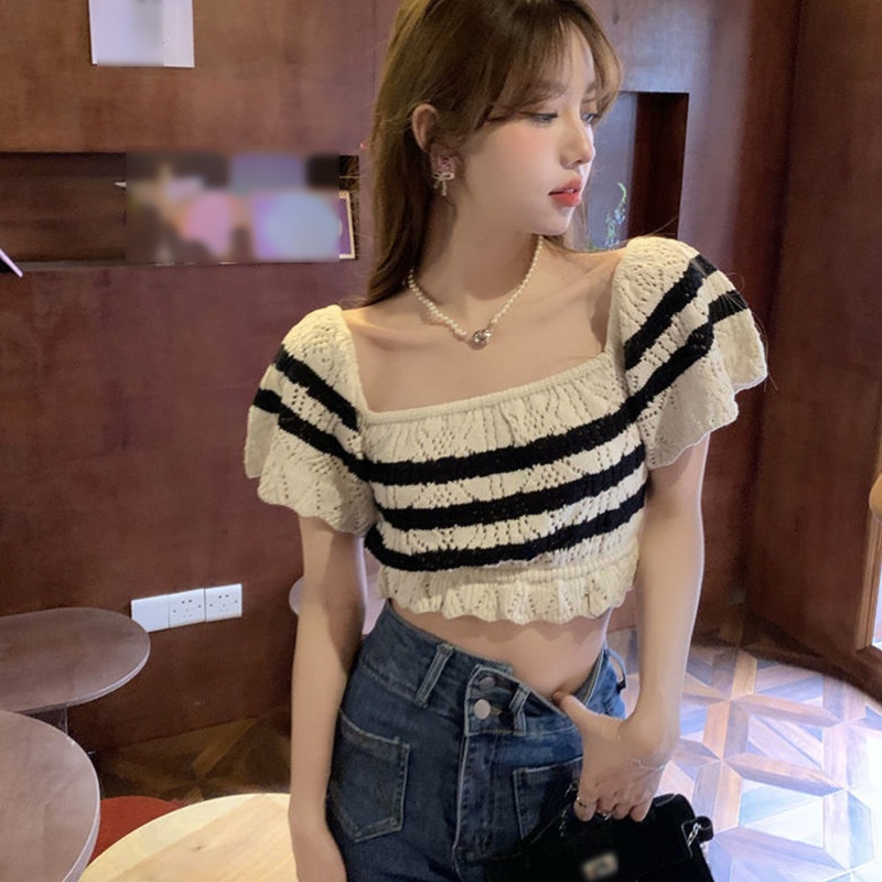 Áo Thun Tay Ngắn Họa Tiết Kẻ Sọc Thời Trang Sành Điệu Cho Nữ