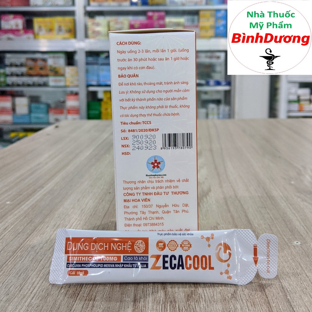 Gói uống giảm Đau Dạ Dày 🤩 dung dịch nghệ Zecacool giảm acid dịch vị, giảm đau dạ dày, ăn không tiêu, ợ chua- Hộp 20 gói