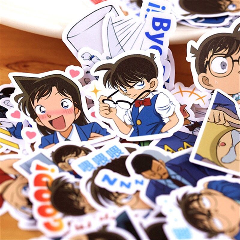 bộ 10-50 hình sticker conan decal chống nước ( random hình)