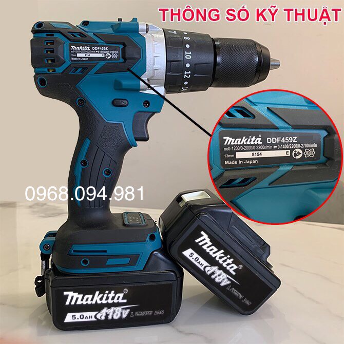 SIÊU KHỎE!!!!Máy Khoan Pin Makita 118V 3 Chức Năng, Loại Không Chổi Than, Đầu Auto Lock 13mm