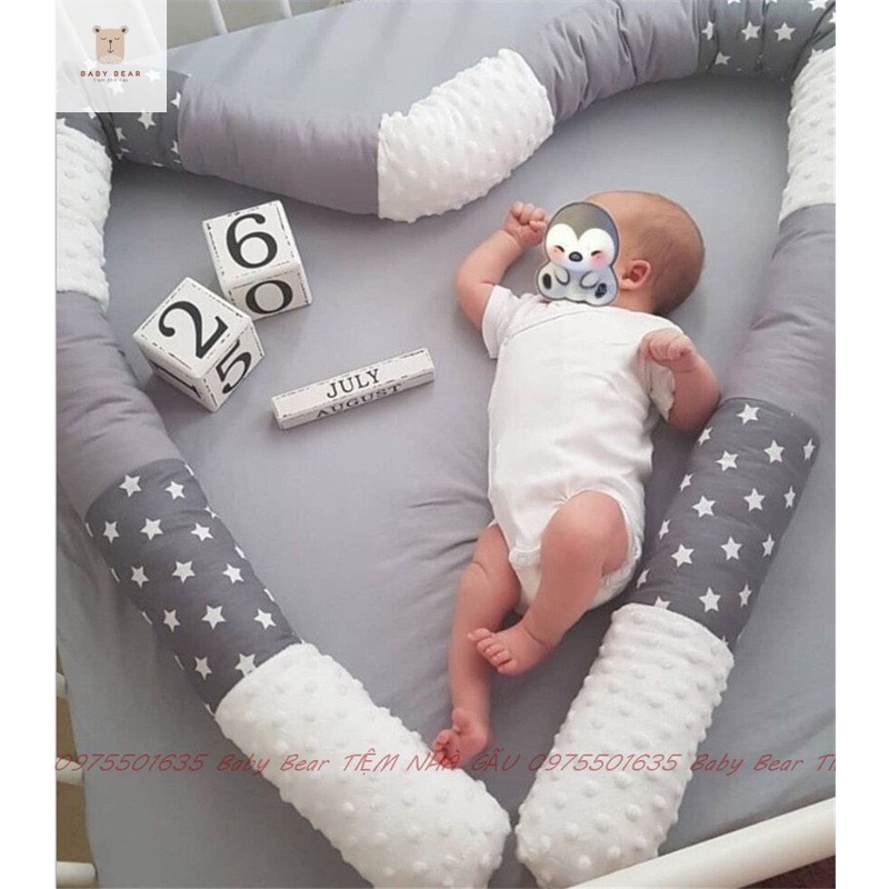 (DÀI 2.5M) Đệm Quây Cũi Kiêm Gối ôm, gối chặn Cho Bé Phong Cách Hàn Quốc cao cấp Mềm mịn