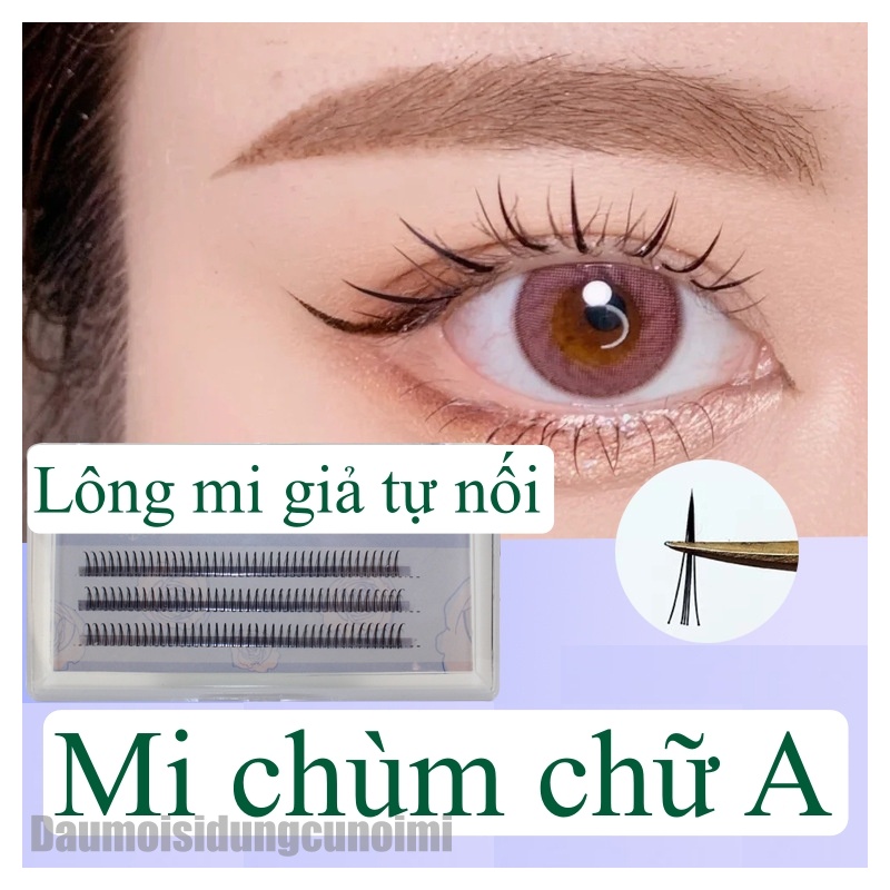 Lông mi giả thiên thần hình chữ A, mi giả tự nối độ cong C độ dày 0.7, độ dài 7-12mm