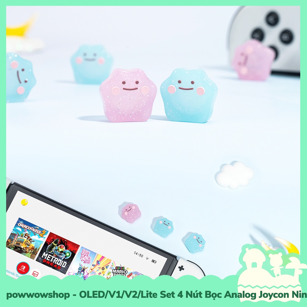 [Sẵn VN - Hỏa Tốc] Oled/V1/V2/Lite Set Bộ 4 Nút Bọc Analog Joycon Cho Máy Game Cầm Tay Nintendo Switch Phong Cách Ditto