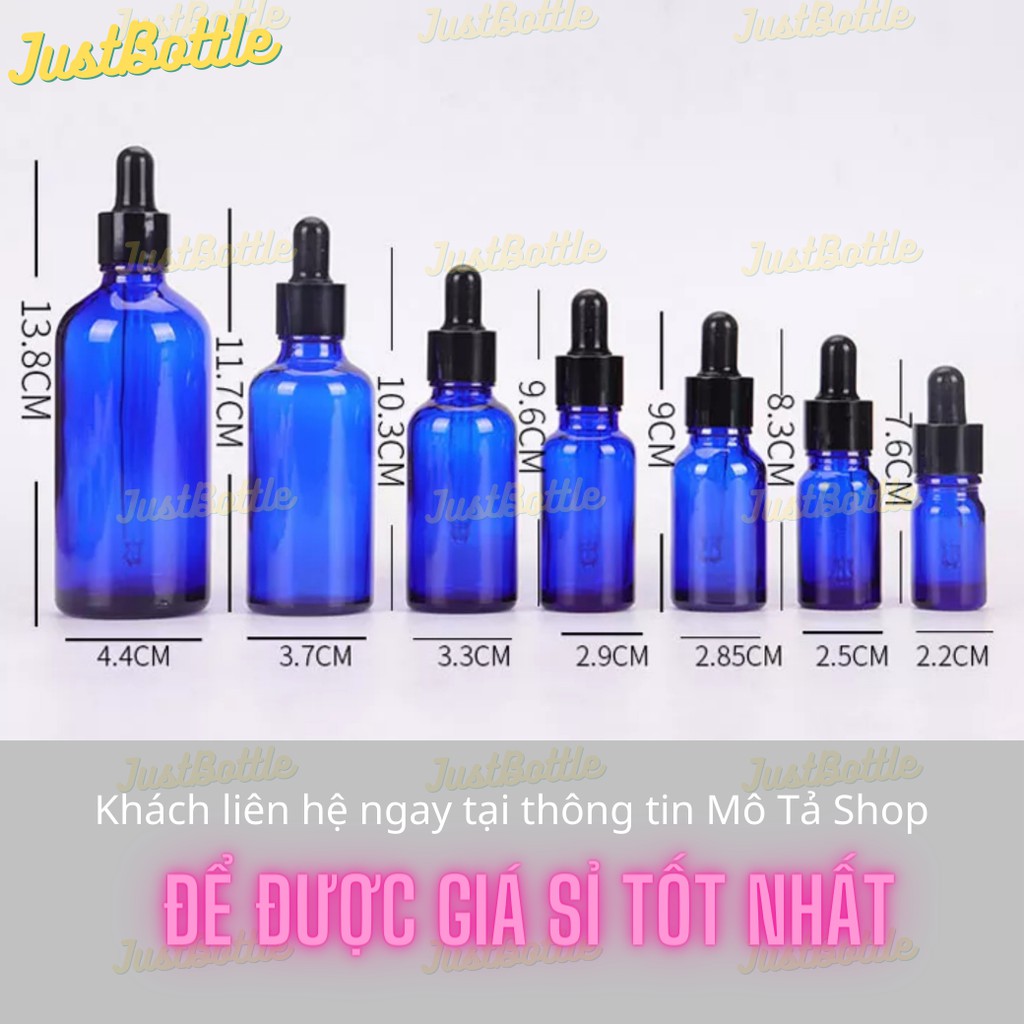 LỌ CHIẾT SERUM XANH DƯƠNG 10ml 20ml 30ml 50ml 100ml bóp nhỏ giọt phun sương nắp vặn/CHAI TINH DẦU THỦY TINH MỸ PHẨM