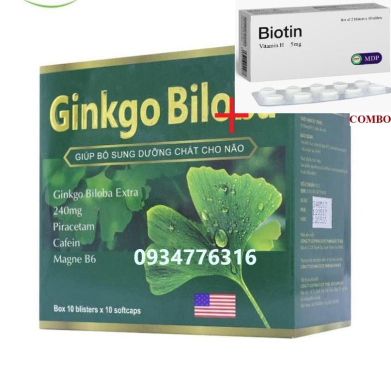 Combo Biotin 5mg+ ✅ Viên uống bổ não GINKGO BILOBA 240mg