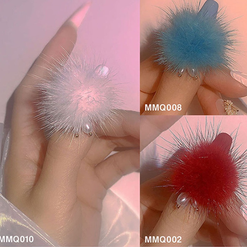 Set 12 Bóng Lông Xù Mềm 3D Dùng Để Thiết Kế Móng Tay Nghệ Thuật