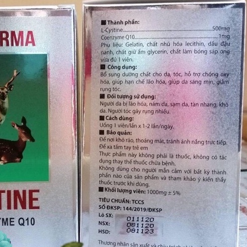 Viên uống L-CYSTINE with coenzyme Q10 giúp đẹp da, hết mụn, nám