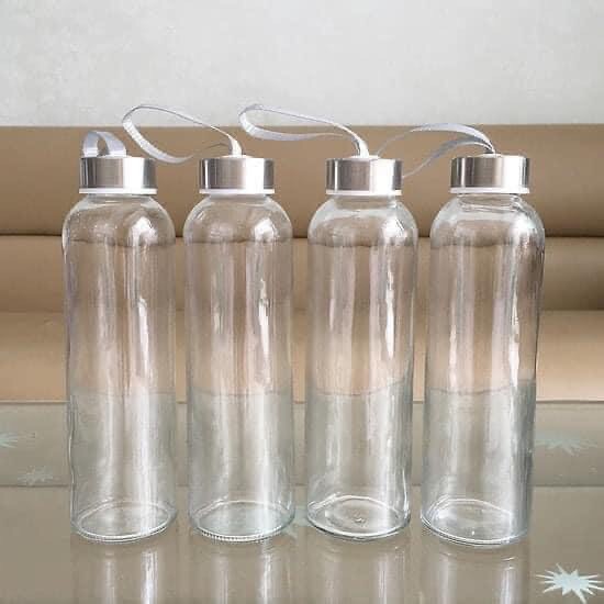 [ Siêu Rẻ ] Bình Thủy Tinh Trong Suốt 300ml - 500ml Có Móc Treo Tiện Lợi - Y244