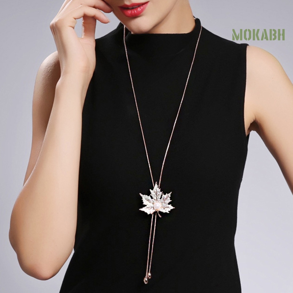 Vòng cổ Hợp Kim Mặt Hình Lá Phong Đính Đá Thời Trang Cho Nữ