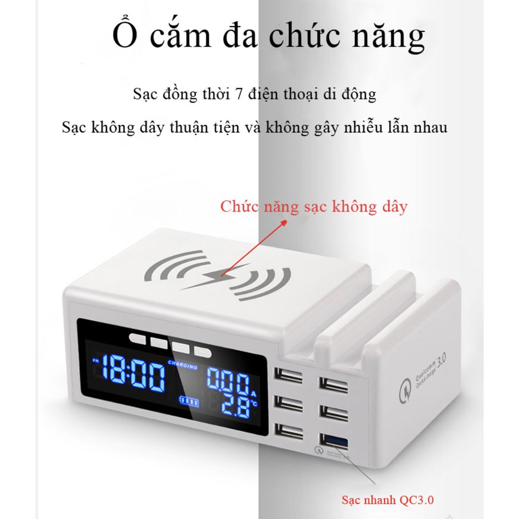 Thiết bị sạc pin nhiều thiết bị cùng lúc hỗ trợ sạc nhanh Qi an toàn Qualcomm Station White 6.1