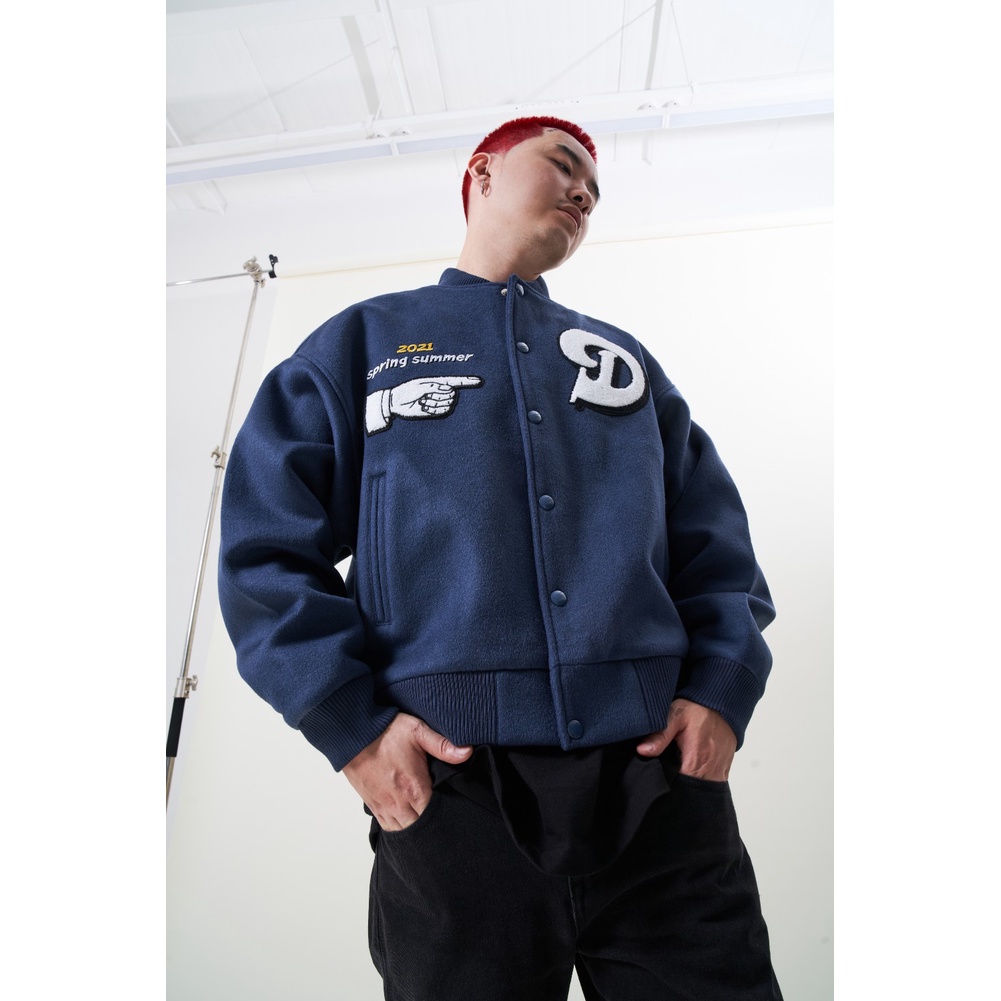 ⚡️ - Áo Varsity Jacket DONCARE SKYLINE JACKET - Navy, Áo khoác bomber DONCARE Varsity
