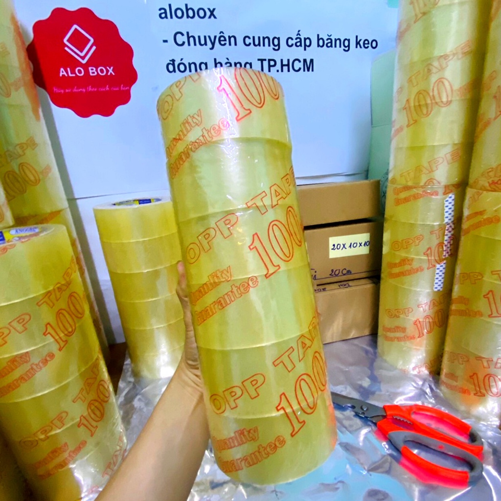 1 cuồn Băng Dính Đóng Hàng Siêu Chắc, Băng keo Trong Đóng hàng Kích thước 4.8cmx100y giao hỏa tốc - Alobox