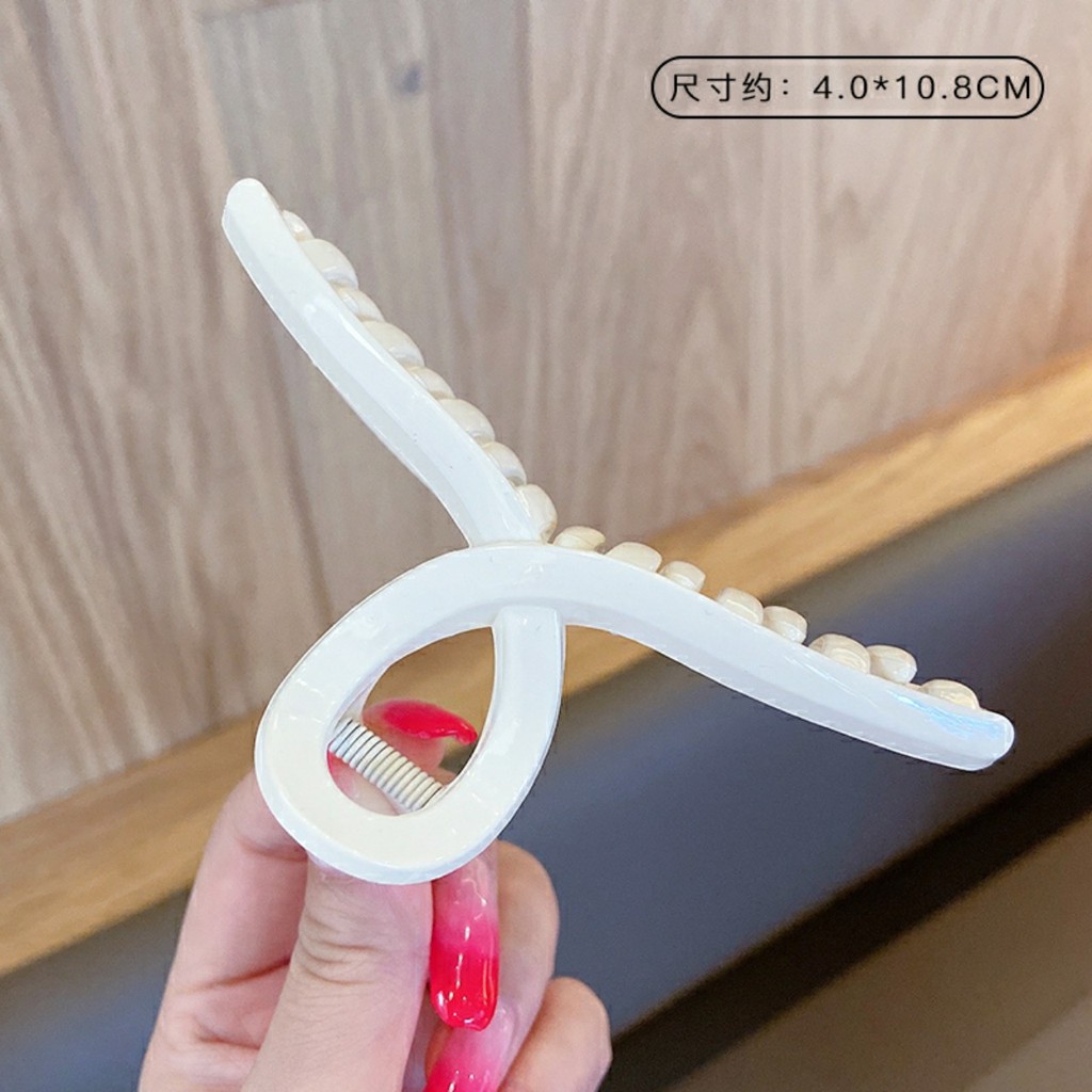 Gấp tóc chữ T chéo màu nude bóng cho bạn gái, kẹp gấp tóc phong cách Hàn Quốc