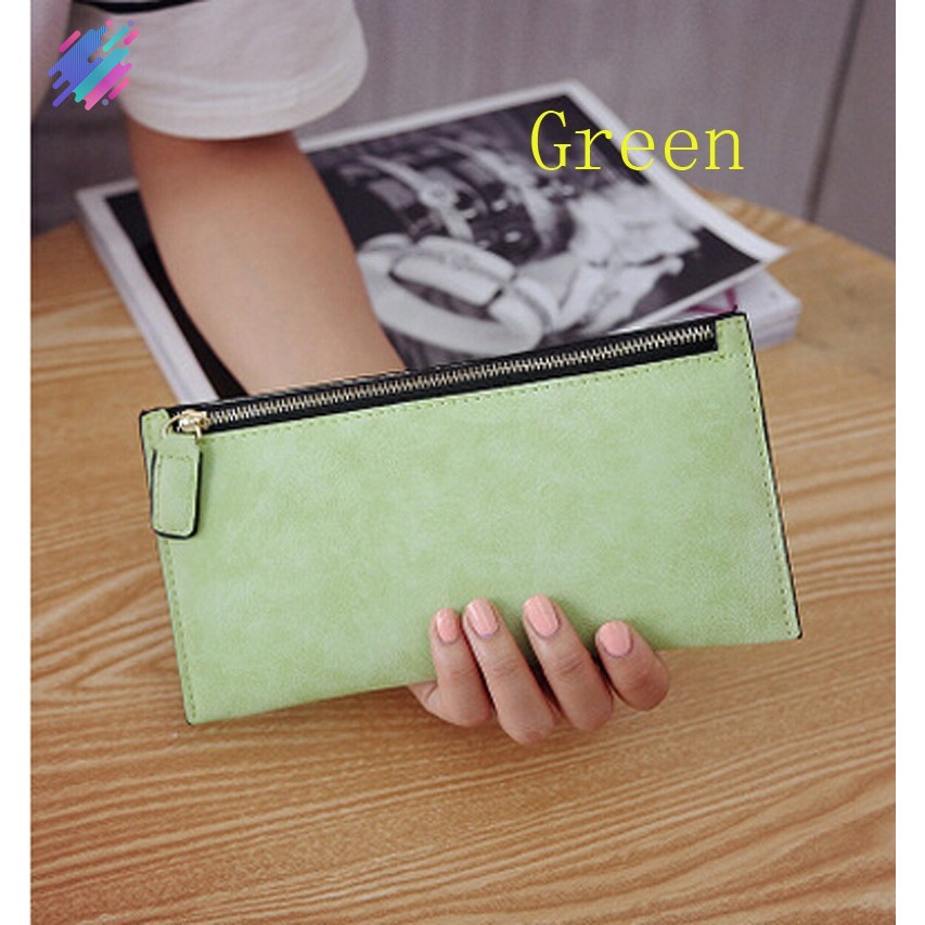 Ví da PU loại dài có khóa kéo phong cách cổ điển thời trang dành cho nữ