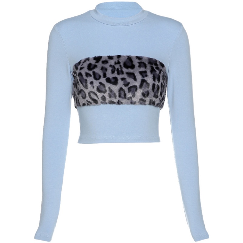 Kliou Áo Thun Tay Dài Cổ Tròn In Họa Tiết Da Báo Thời Trang Xuân Thu Dành Cho Nữ