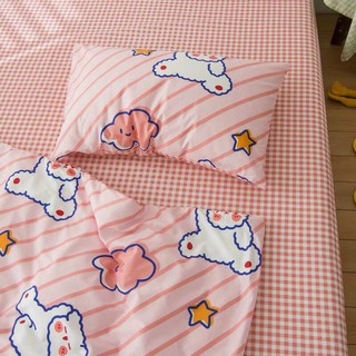 Set chăn ga cotton poly 4 món mây hồng