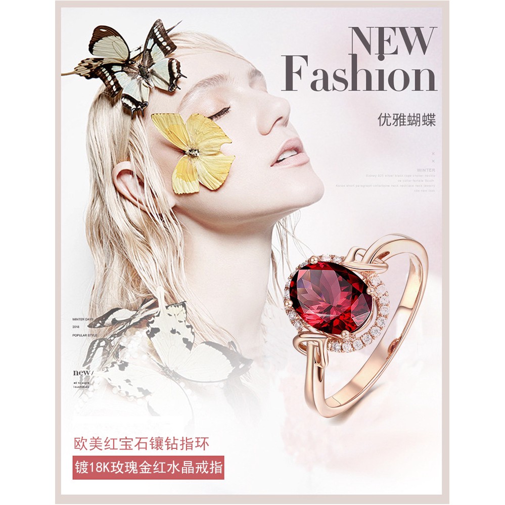 Nhẫn Trang Sức Đính Đá Nhân Tạo Kiểu Dáng Sang Trọng Thanh Lịch Dành Cho Nữ