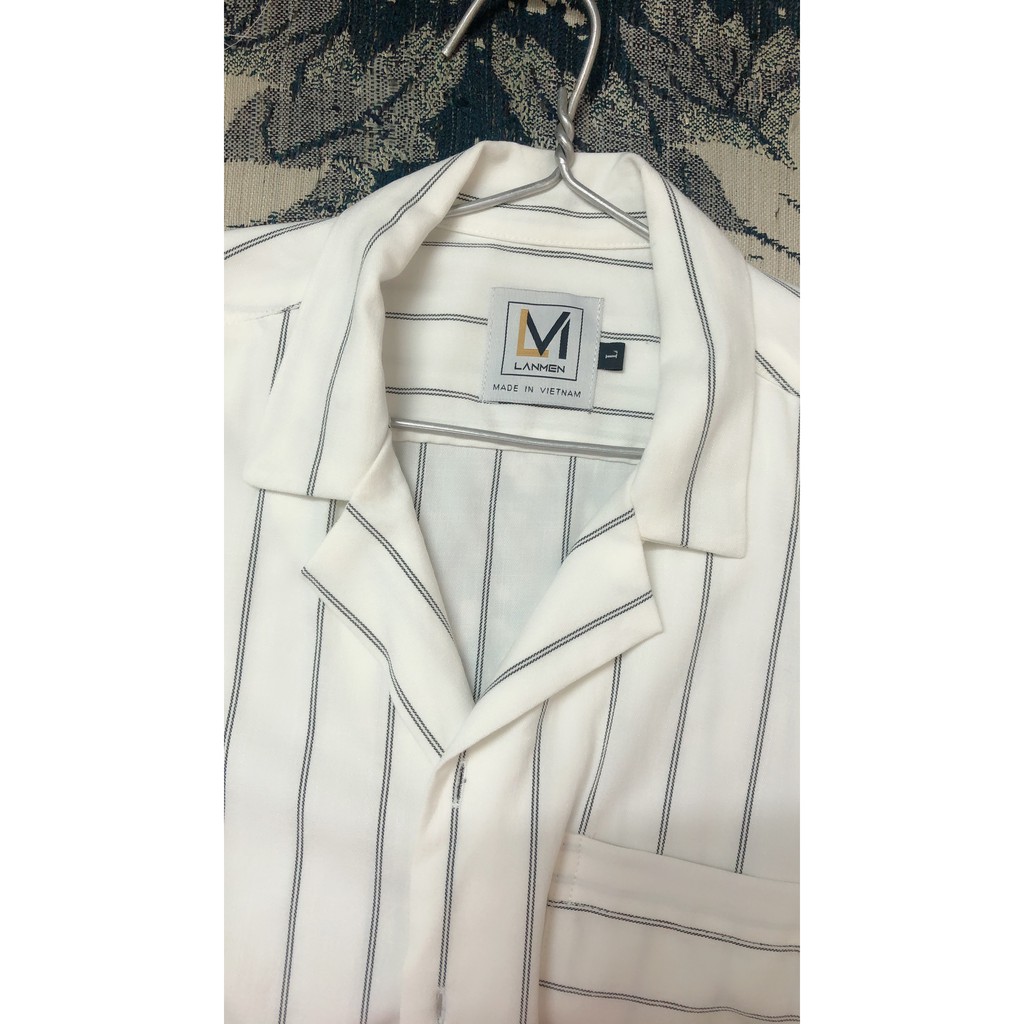 Áo sơ mi hoạ tiết tay ngắn phom unisex (sọc) | BigBuy360 - bigbuy360.vn