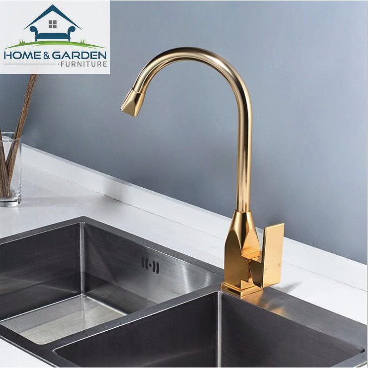Vòi nước nóng lạnh bồn rửa chén mạ vàng tĩnh điện 7 lớp cao cấp Home&amp;Garden - Kitchen Faucet Golden  2018