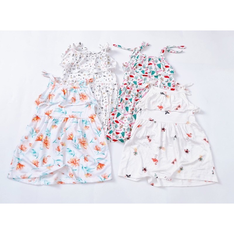 Váy maxi 2 dây bèo ngực bé gái chất cotton mát