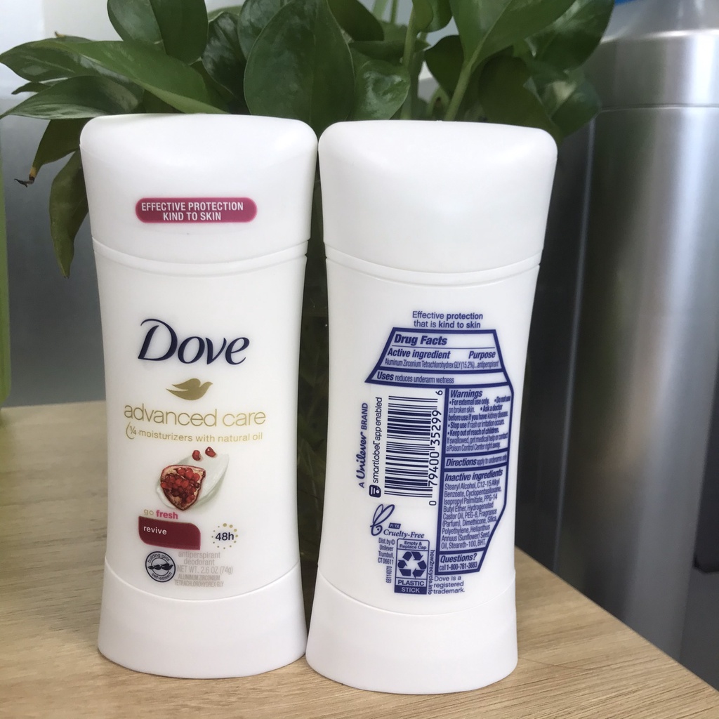 Lăn khử mùi DOVE Advanced Care Revive 48h Anti-Perspirant 74g - lăn nách dove hương Dưa Leo,hương lựu