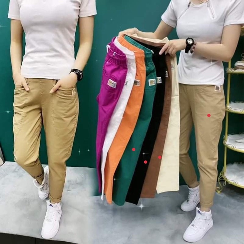 Quần Baggy Nữ, Quần Kaki Nữ Cạp Chun có dây rút ✔ Phong Cách Trẻ Trung Sành Điệu Mẫu mới