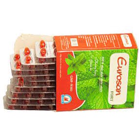 Viên Ho Dầu EUROSAN FORT  -Hộp 100 viên- Giảm Ho, Giảm Đau Rát Họng, Thông Thoáng Mũi Họng Hộp 100 viên