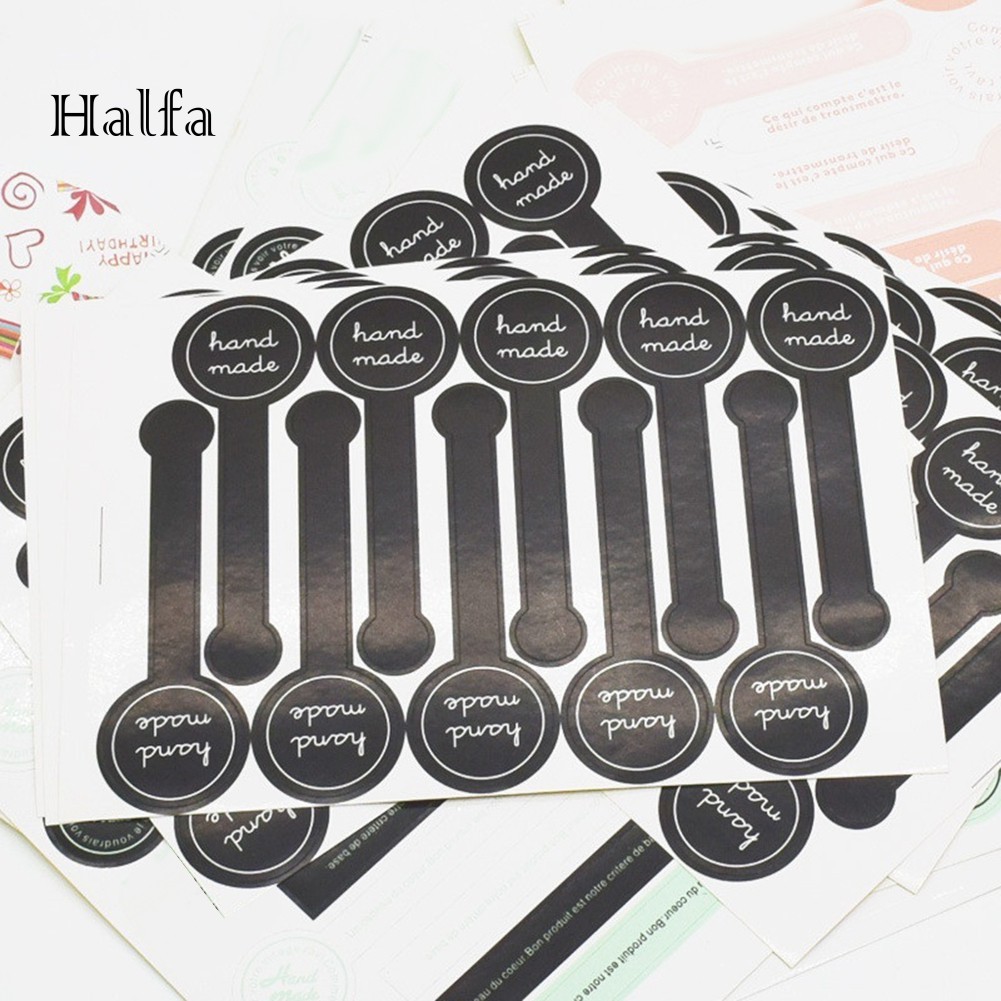 Cf❋ Set 200 Miếng Dán Trang Trí Túi Quà In Chữ Handmade Xinh Xắn