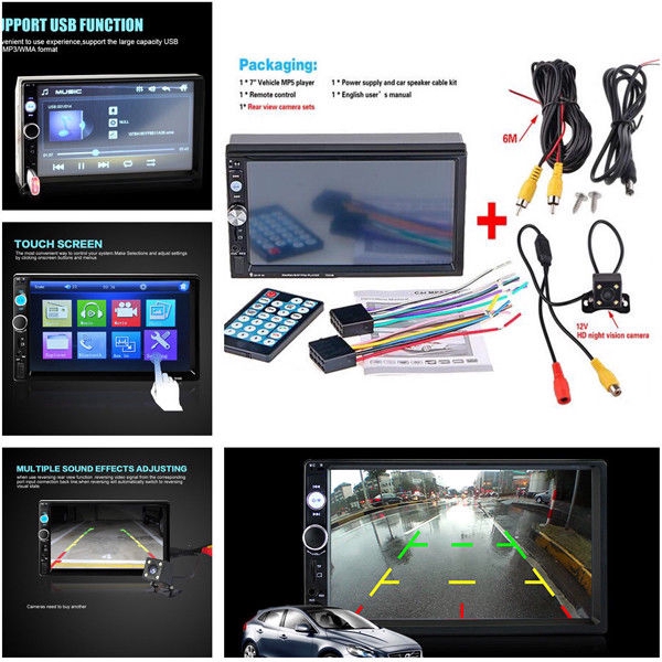 7018B 5th 7 '' Bluetooth 2Din Ô tô stereo Radio HD Màn hình điện dung Máy nghe nhạc MP5 có camera | BigBuy360 - bigbuy360.vn