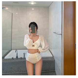 Bộ Đồ Bơi 2 Mảnh Tay Dài Phối Ren Thắt Nơ Quyến Rũ