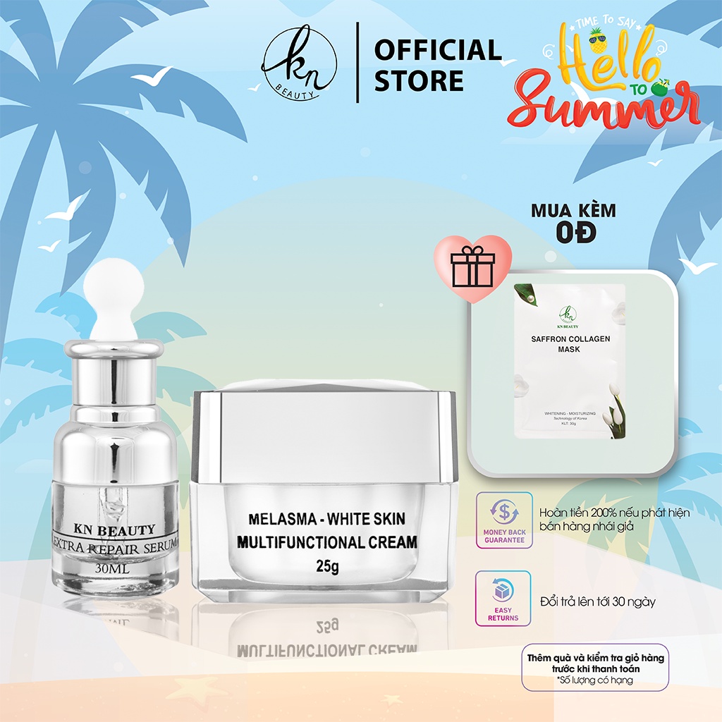 Bộ 2 sản phẩm Trắng Da Ngừa Nám KN Beauty chuyên sâu: Kem dưỡng 25g + Serum 30ml