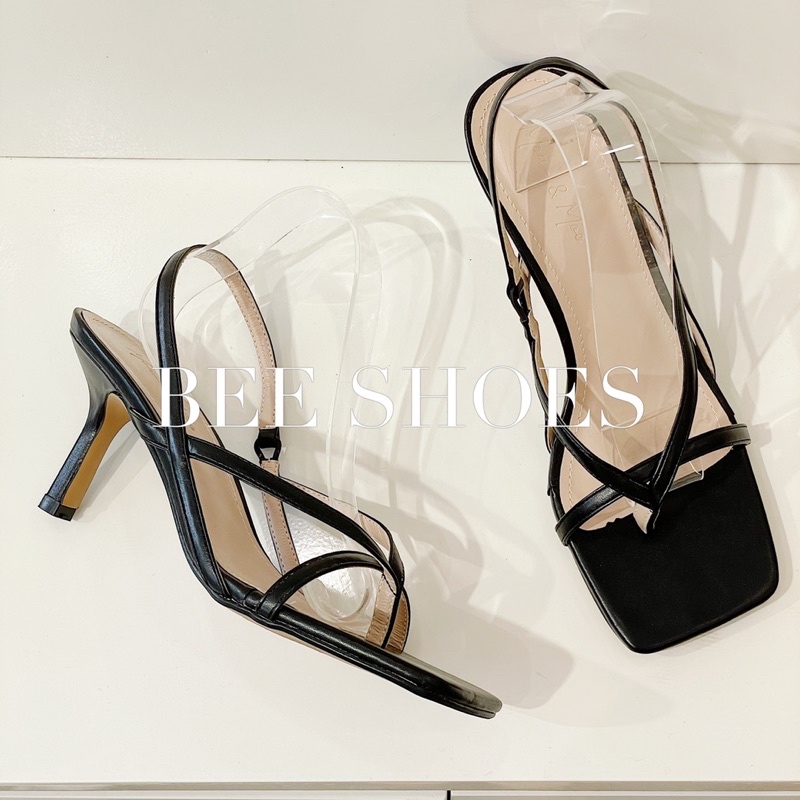 BEESHOES - SANDANL NỮ DA MỀM MŨI VUÔNG - SANDAL NỮ GÓT NHỌN CAO 7CM CÓ SẴN MÀU ĐEN - KEM - TRẮNG 210724