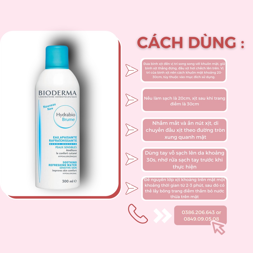 Xịt Khoáng Dưỡng Ẩm Dành Cho Da Dầu Mụn, Da Nhạy Cảm Bioderma Hydrabio Brume 300ml XK1042